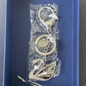 Swarovski Silver Swan Keychain with Crystal Details